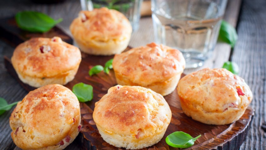 Red onion cheddar and bacon muffins