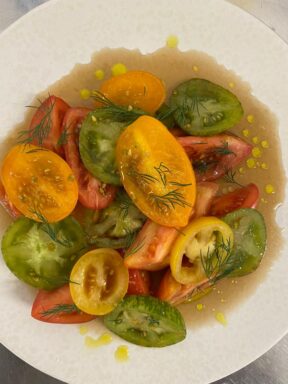 Heritage tomato and herb salad