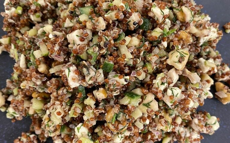 Apple, feta, quinoa and walnut salad